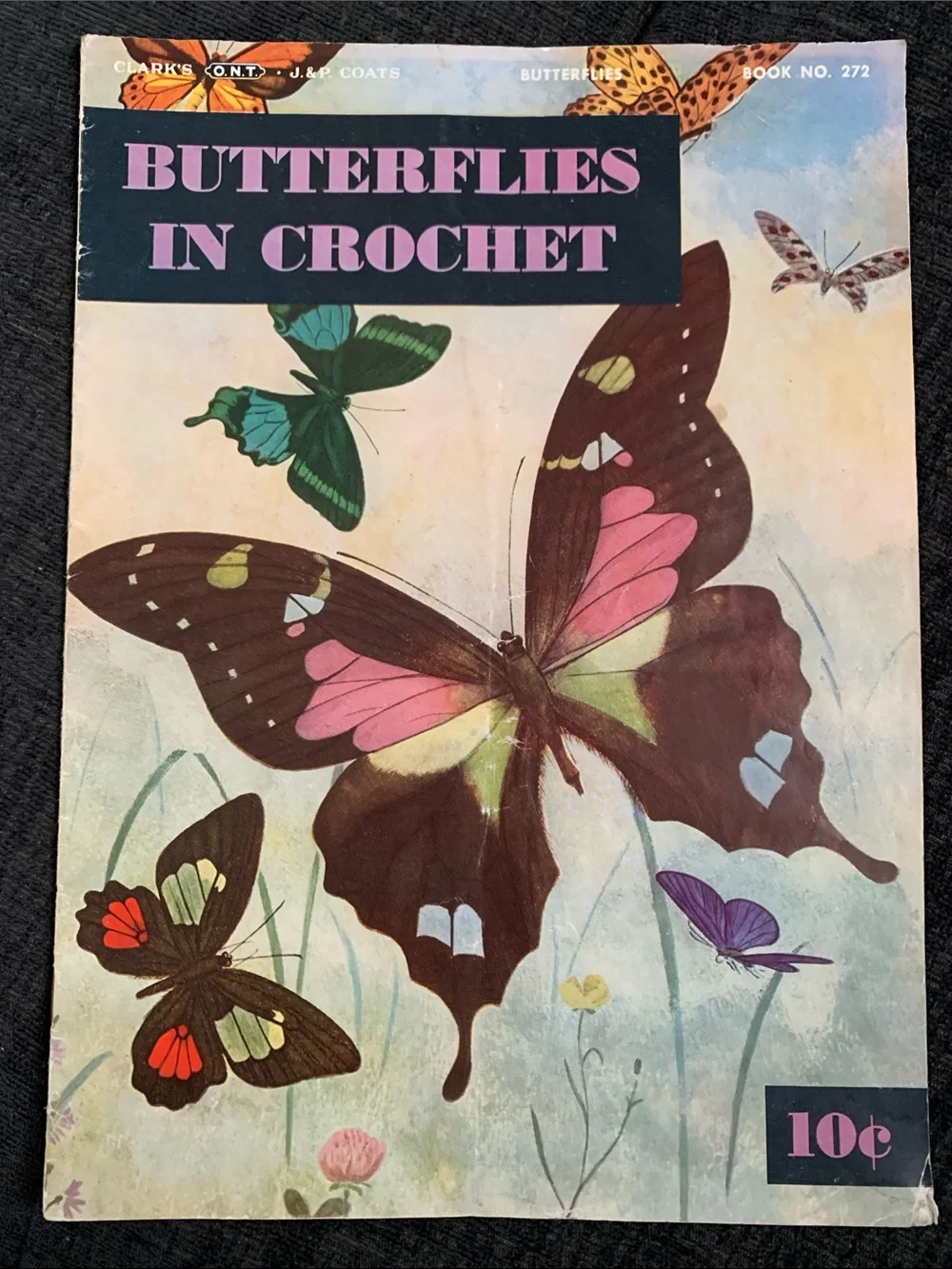 Lot of 3 vintage crochet pattern booklets roses/butterflies/crinoline ladies